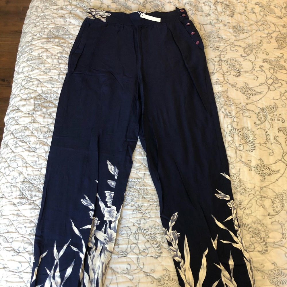 Vintage High Waisted Floral Lightweight Pants